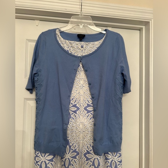 Talbots Periwinkle & White Shift Dress with Matching Sweater Size 8 - Picture 10 of 12